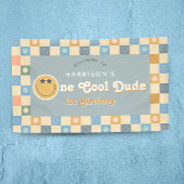 Schattige One Cool Dude Boys Retro 1e Verjaardag W Spandoek