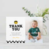 Schattige One Cool Dude Happy Photo Boy 1st Birthd Bedankkaart (Staand voorkant)