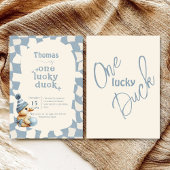 Schattige "One Lucky Duck" 1e verjaardag Kaart