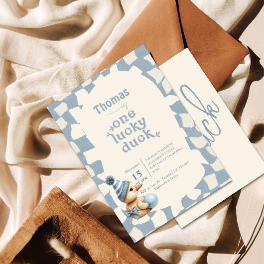 Schattige "One Lucky Duck" 1e verjaardag Kaart