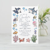 Schattige Oneder het Zee Oceaan Kinder eerste verj Kaart (Staand voorkant)