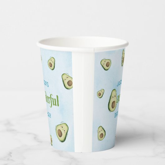 Schattige Onederful Avocado 1e Verjaardagsfeest Papieren Bekers (Rechts)