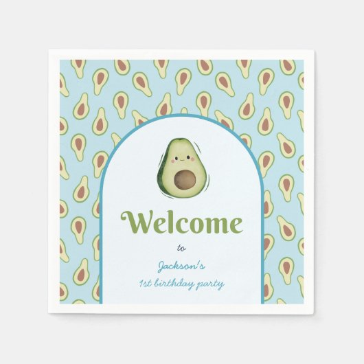 Schattige Onederful Avocado 1e Verjaardagsfeest Servet (Voorkant)
