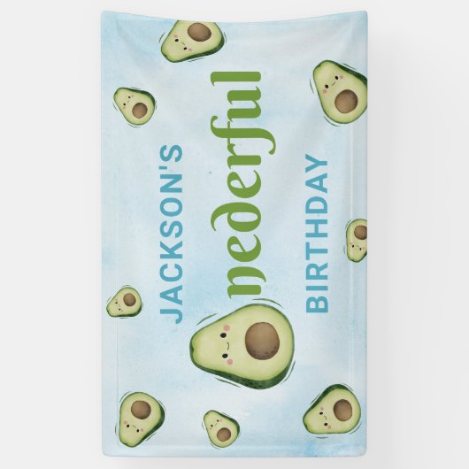 Schattige Onederful Avocado 1e Verjaardagsfeest Spandoek (Verticaal)