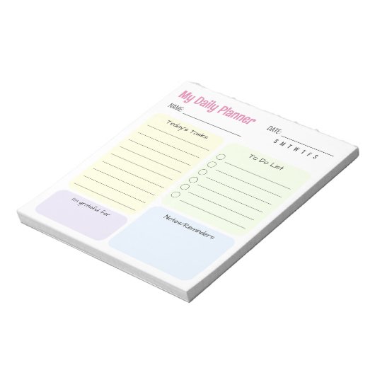 Schattige ongedateerde dagelijkse planner notitieblok (Linkerzijde)