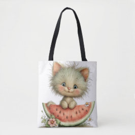 SCHATTIGE ONGESTRUCTUREERDE ZOMERTHEMA KITTEN TOTE BAG