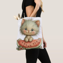 SCHATTIGE ONGESTRUCTUREERDE ZOMERTHEMA KITTEN TOTE BAG