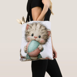 SCHATTIGE ONGESTRUCTUREERDE ZOMERTHEMA KITTEN TOTE BAG