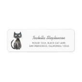 Schattige Ongewone Zwarte Kat Retouradres Etiket (Voorkant)
