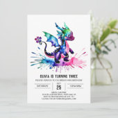 Schattige online draken digitaal meisje verjaardag kaart (Staand voorkant)