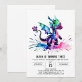 Schattige online draken digitaal meisje verjaardag kaart (Voorkant / Achterkant)