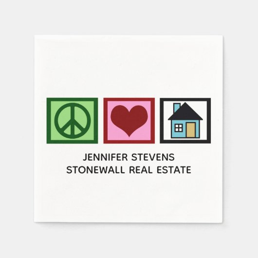 Schattige onroerend goed aangepaste vrede liefde o servet (Voorkant)