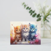 Schattige onschuldige schilderachtige Kittens Briefkaart (Staand voorkant)