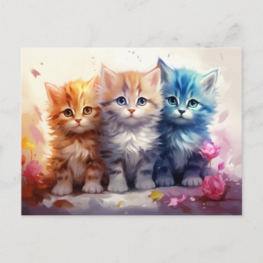 Schattige onschuldige schilderachtige Kittens Briefkaart (Voorkant)