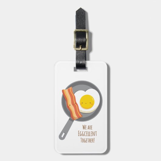 Schattige ontbijt Bacon en Egg Bagagelabel (Voorkant verticaal)