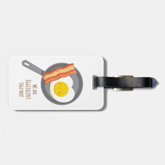 Schattige ontbijt Bacon en Egg Bagagelabel (Achterkant horizontaal)
