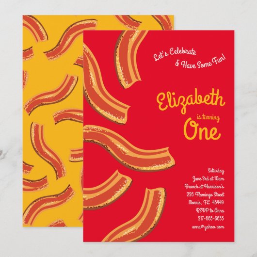 Schattige Ontbijt Brunch Kind 1e Verjaardag Party  Kaart (Voorkant / Achterkant)