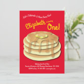 Schattige Ontbijt Brunch Kinder 1e Verjaardag Pann Kaart (Staand voorkant)