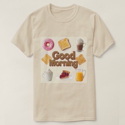 Schattige ontbijt Goedemorgen T-shirt (Design voorkant)