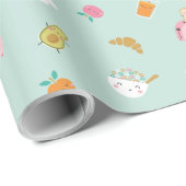 Schattige ontbijt op munt cadeaupapier (Rol Hoek)