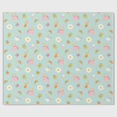 Schattige ontbijt op munt cadeaupapier (Vlak)