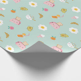 Schattige ontbijt op munt cadeaupapier