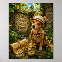 Schattige Ontdekkingshond Oude Jungle Ruïnes Kunst