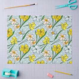 Schattige ontkoppelingspatroon retro blauw floral tissuepapier