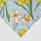 Schattige ontkoppelingspatroon retro blauw floral  tissuepapier (Detail)