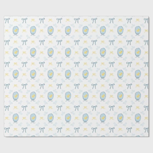 Schattige Ontmoet Elegant Rubber Ducky Lint Boog Cadeaupapier (Vlak)