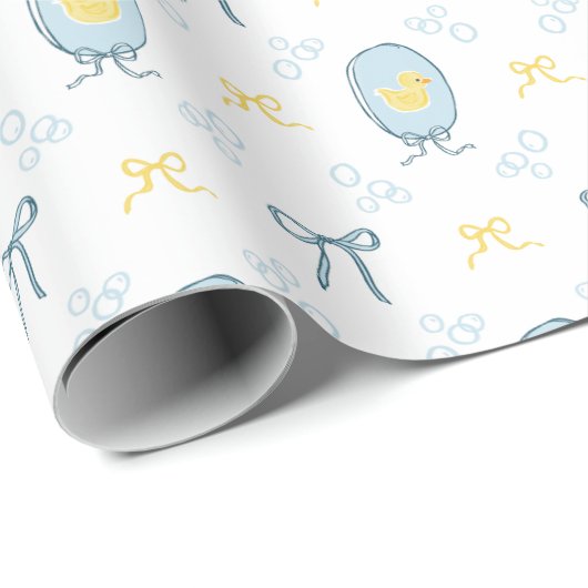 Schattige Ontmoet Elegant Rubber Ducky Lint Boog Cadeaupapier (Rol Hoek)