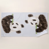 Schattige Ontspannen Aziatisch Panda Beer Dierlijk Strandlaken (Voorkant)