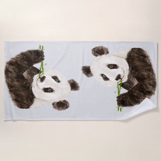 Schattige Ontspannen Aziatisch Panda Beer Dierlijk Strandlaken (Voorkant)