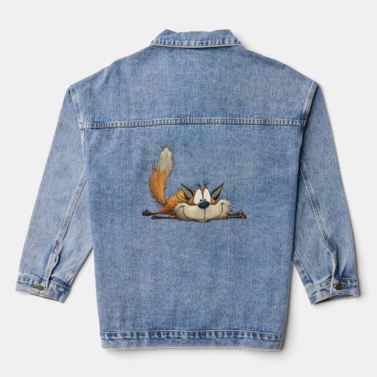 Schattige ontspannen vos cartoon denim jacket (Achterkant)