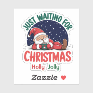 Schattige ontspannende kerstman die gewoon op kers sticker