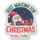 Schattige ontspannende kerstman die gewoon op kers sticker (Voorkant)