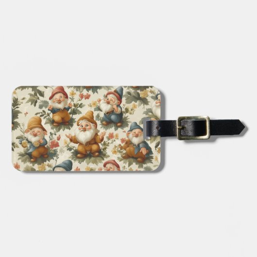 Schattige ontwerp van kabouter en bloemen bagagelabel (Voorkant horizontaal)
