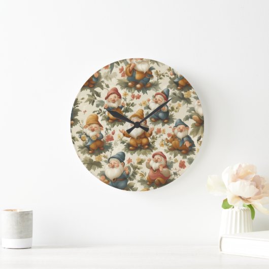 Schattige ontwerp van kabouter en bloemen grote klok (Huis)