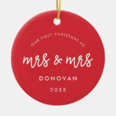 Schattige Onze eerste kerst als mevrouw en mevrouw Keramisch Ornament (Voorkant)