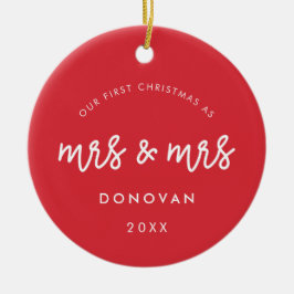 Schattige Onze eerste kerst als mevrouw en mevrouw Keramisch Ornament