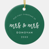 Schattige Onze eerste kerst als mevrouw en mevrouw Keramisch Ornament (Voorkant)