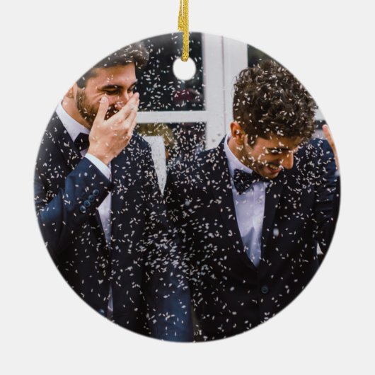 Schattige Onze eerste kerst als Mr & Mr Red Keramisch Ornament (Achterkant)