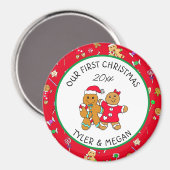 Schattige Onze Eerste Kerstmis met Gingerbread Man Magneet (Voorkant / Achterkant)