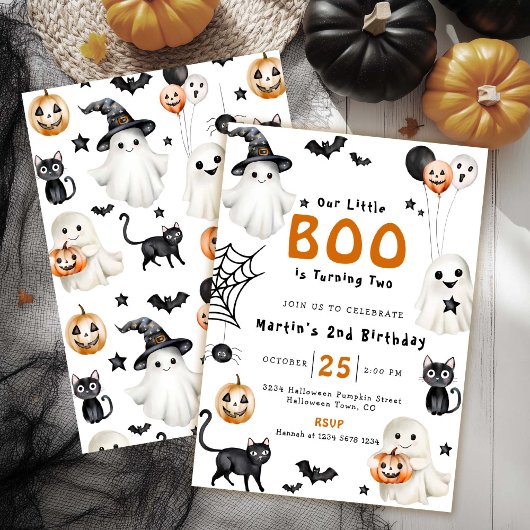 Schattige Onze Kleine BOO Halloween Ghost 2e Verja Kaart