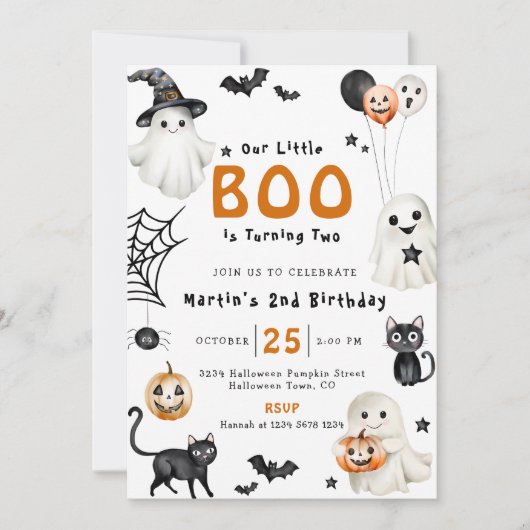 Schattige Onze Kleine BOO Halloween Ghost 2e Verja Kaart (Voorkant)