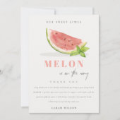 Schattige Onze Kleine Meloen Waterverf Rode Baby S Bedankkaart (Voorkant)