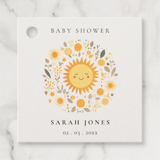 Schattige Onze Kleine Sunshine Boho Sun Baby showe Bedankjes Labels (Voorkant)