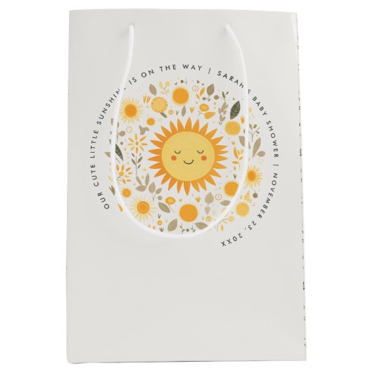 Schattige Onze Kleine Sunshine Boho Sun Baby showe Medium Cadeauzakje (Voorkant)