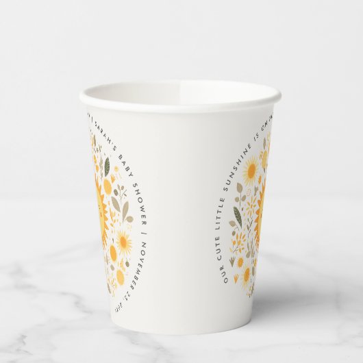 Schattige Onze Kleine Sunshine Boho Sun Baby showe Papieren Bekers (Links)