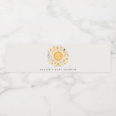 Schattige Onze Kleine Sunshine Boho Sun Baby showe Waterfles Etiket (Enkel label)